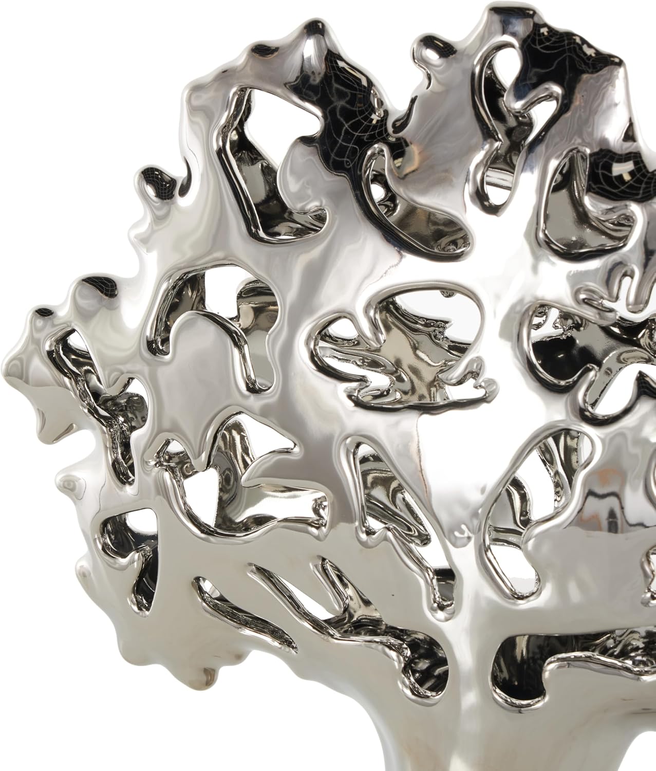 Ceramic Tree Decorative Sculpture Glossy Home Decor Statue / Silver / 15 x 5 x 16