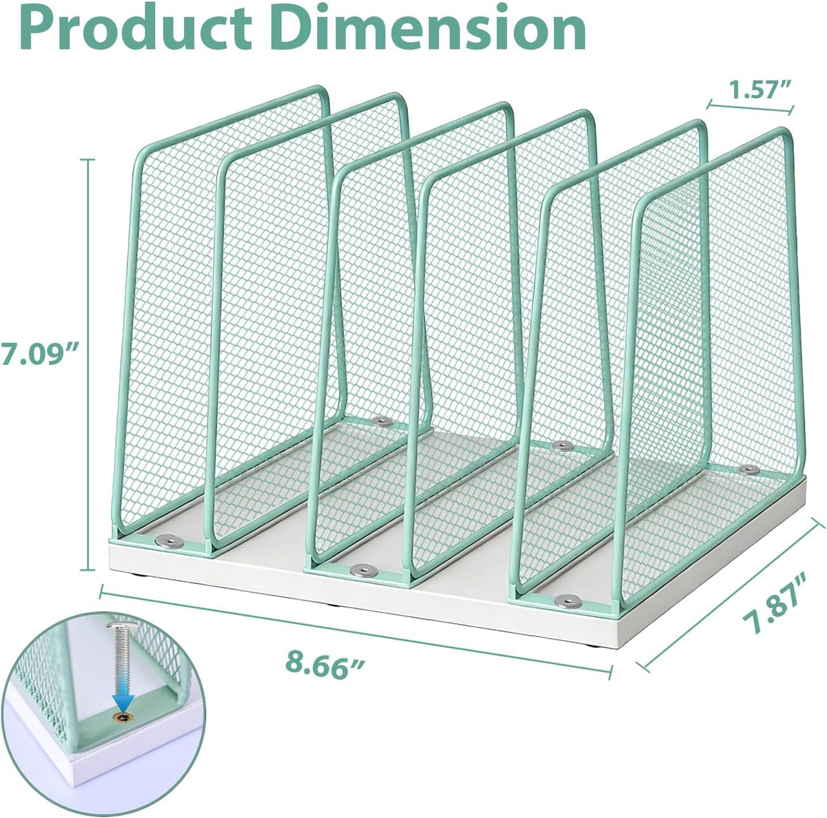 LEKETREE Desk File Organizer, 5-Section Upright File Sorter, Vertical File Folder Holder, Mesh Metal Wood Office