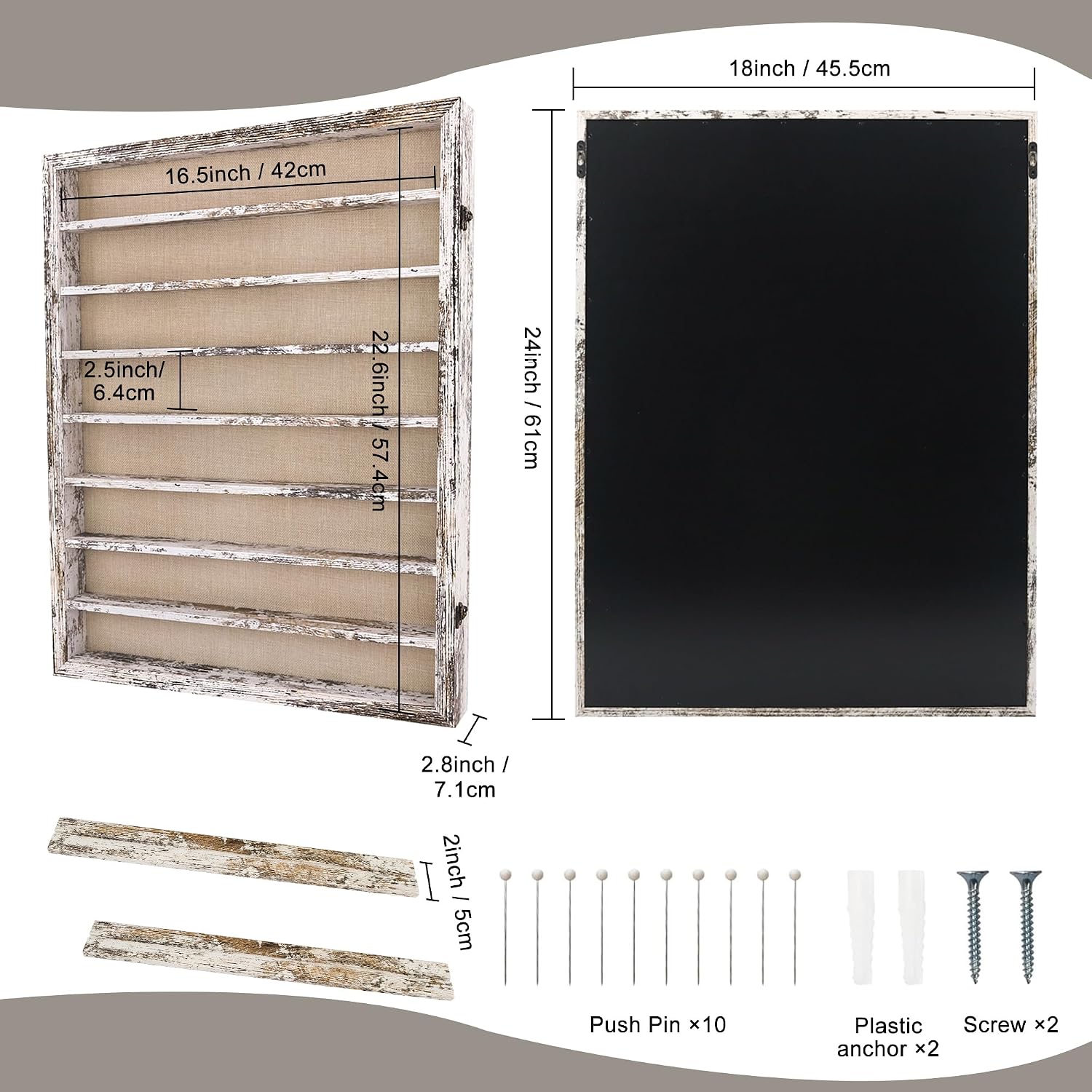 18x24 Wooden Shadow Box Frame with Removable Shelves Deep Display Case for Military Medals Keepsakes White