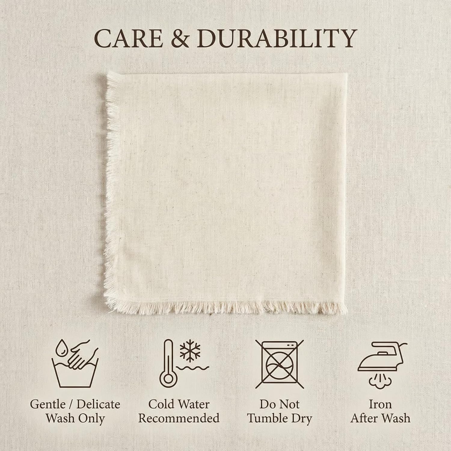 Linen Cloth Washable Cotton Dinner Napkins Wedding Party Decor | 18X18 inches , Set of 12 (Natural). Perfect for