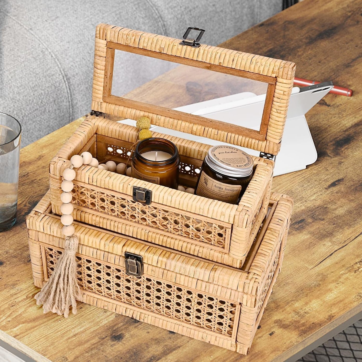 Wicker for Decor / 12.2"L x 7"W x 5.1"H / Set of 2