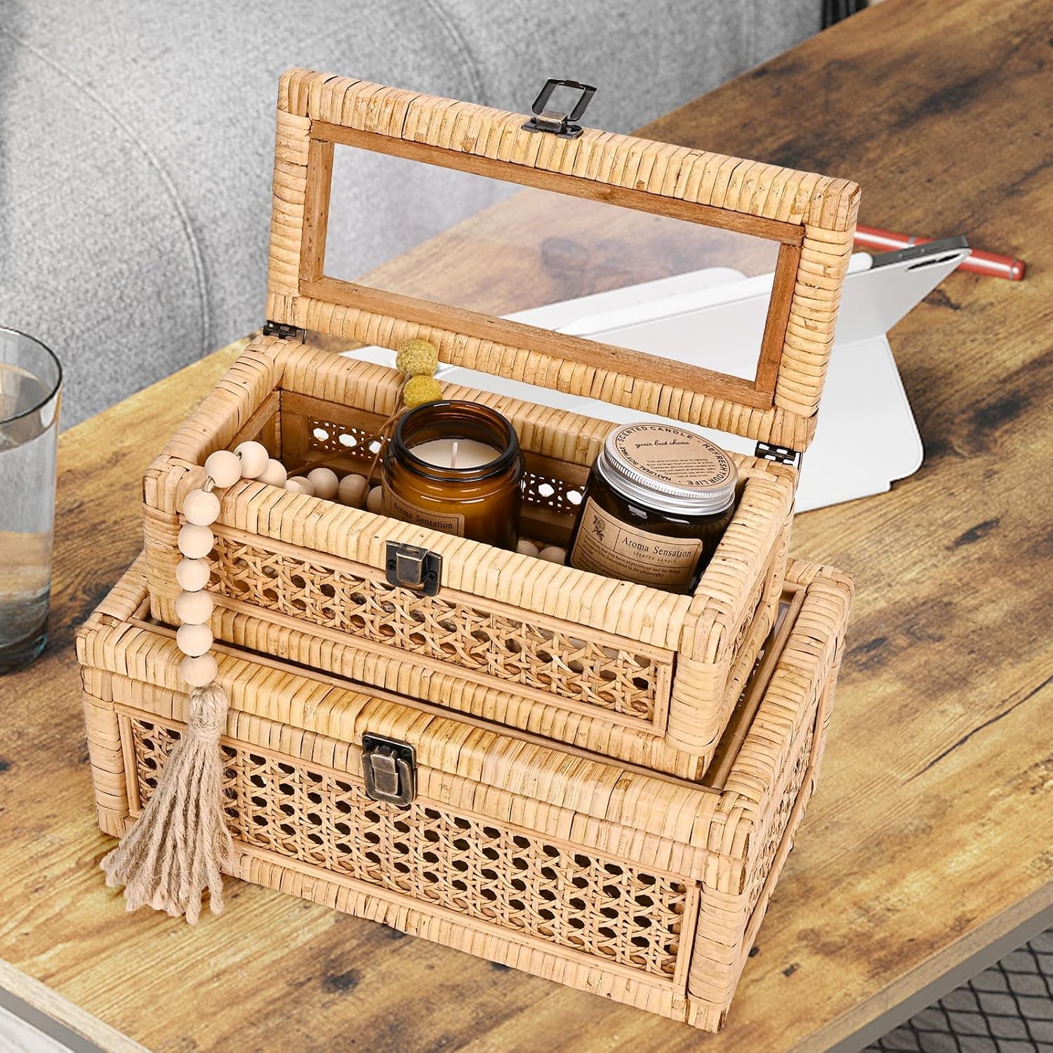 Wicker for Decor / 12.2"L x 7"W x 5.1"H / Set of 2