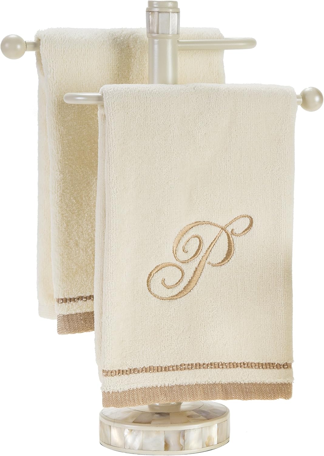 Monogrammed Gifts, Fingertip Towels, 11 x 18 Inches - Set of 4- Decorative Golden Brown Embroidered Towel - Extra