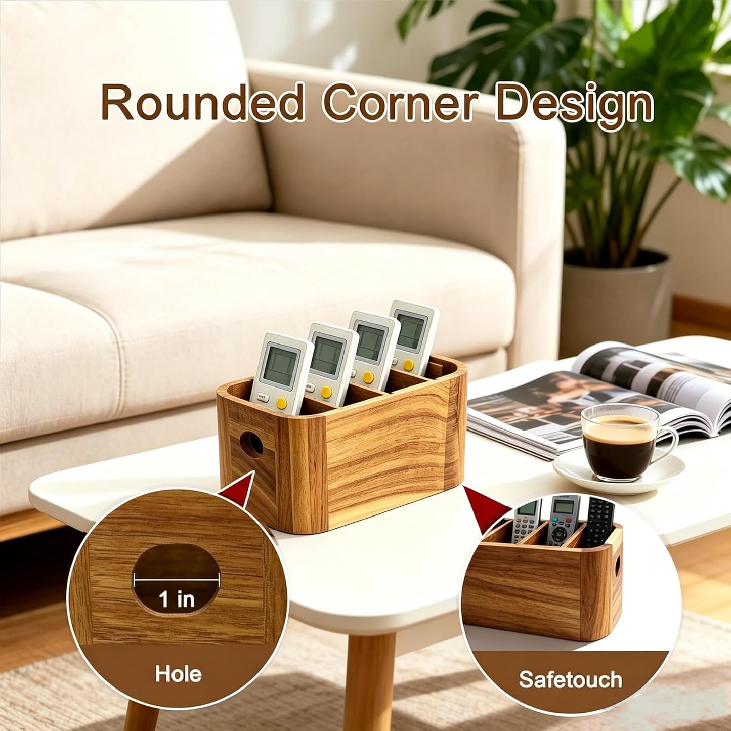 TV Remote Holder / Acacia Wood Remote Control Holder