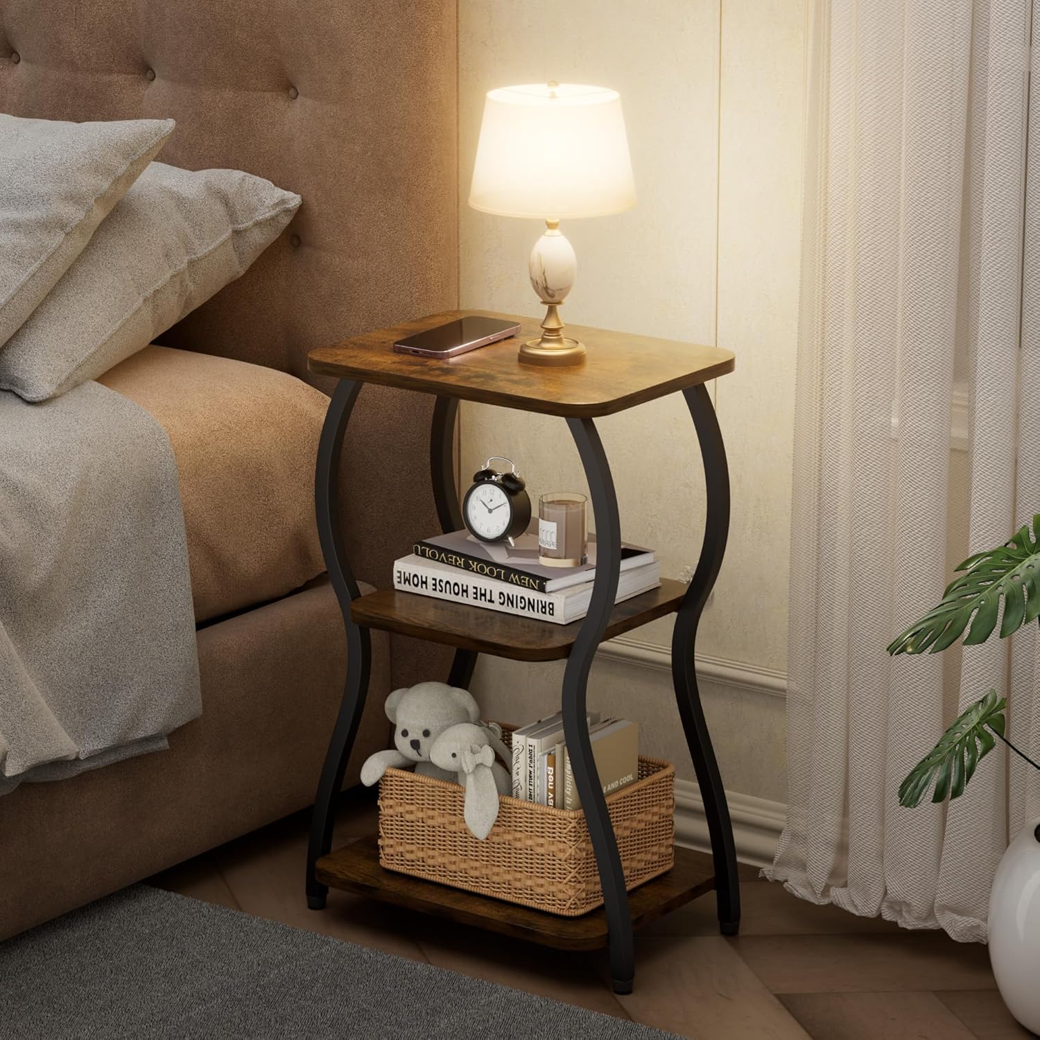 Small End Table for Small Spaces / Rustic Brown