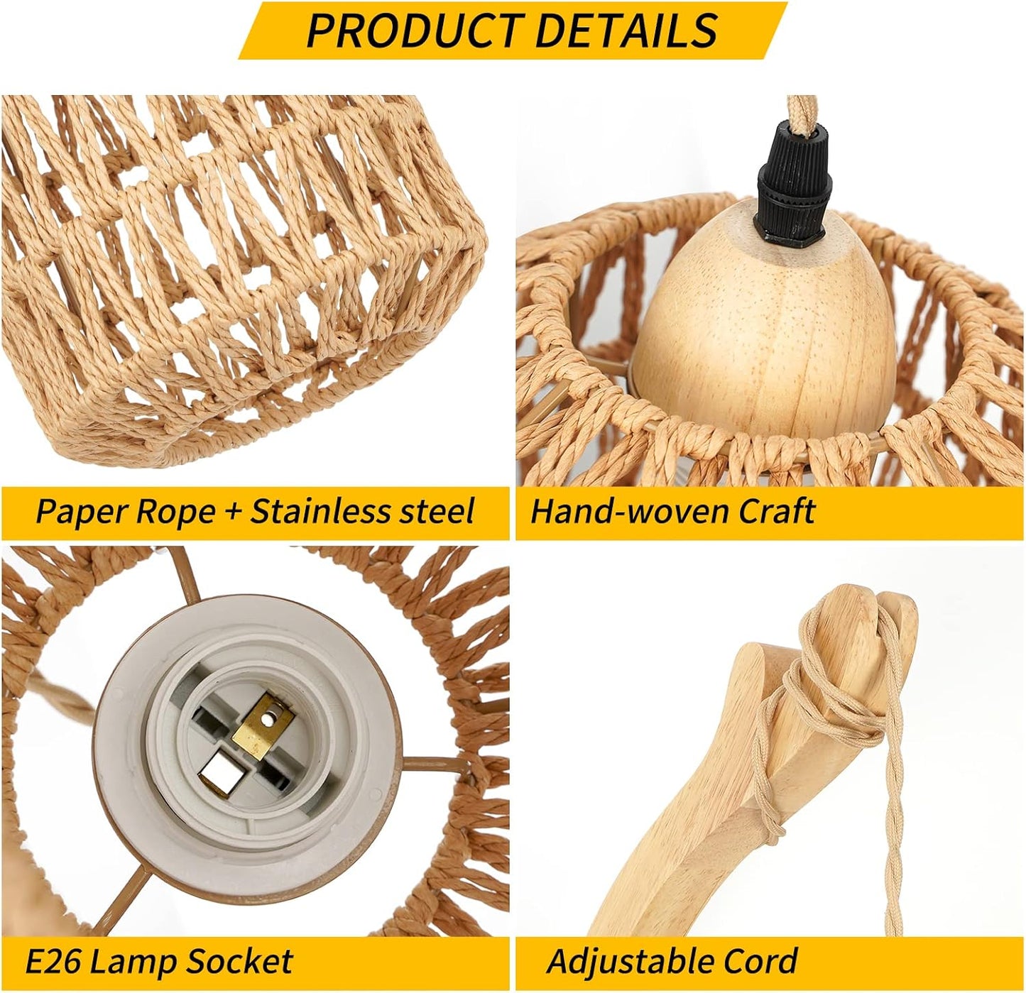 Frideko Plug in Wall Sconces Set of Two Hand Woven Lamp / Brown