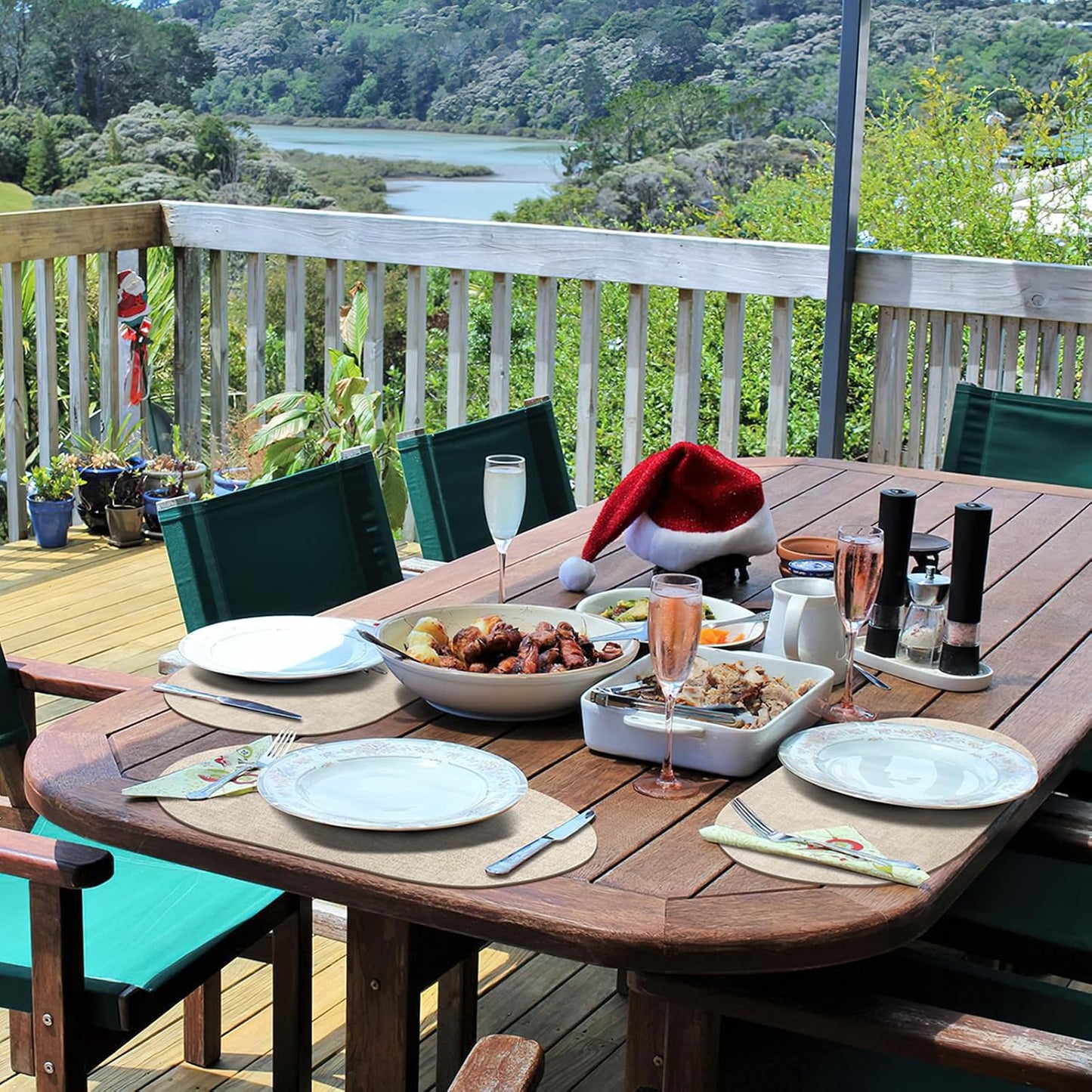 Placemats for Dining Table Set of 8 Non-Slip, Heat Resistant Oval Leather Placemat Double Layer, Waterproof Table Mats