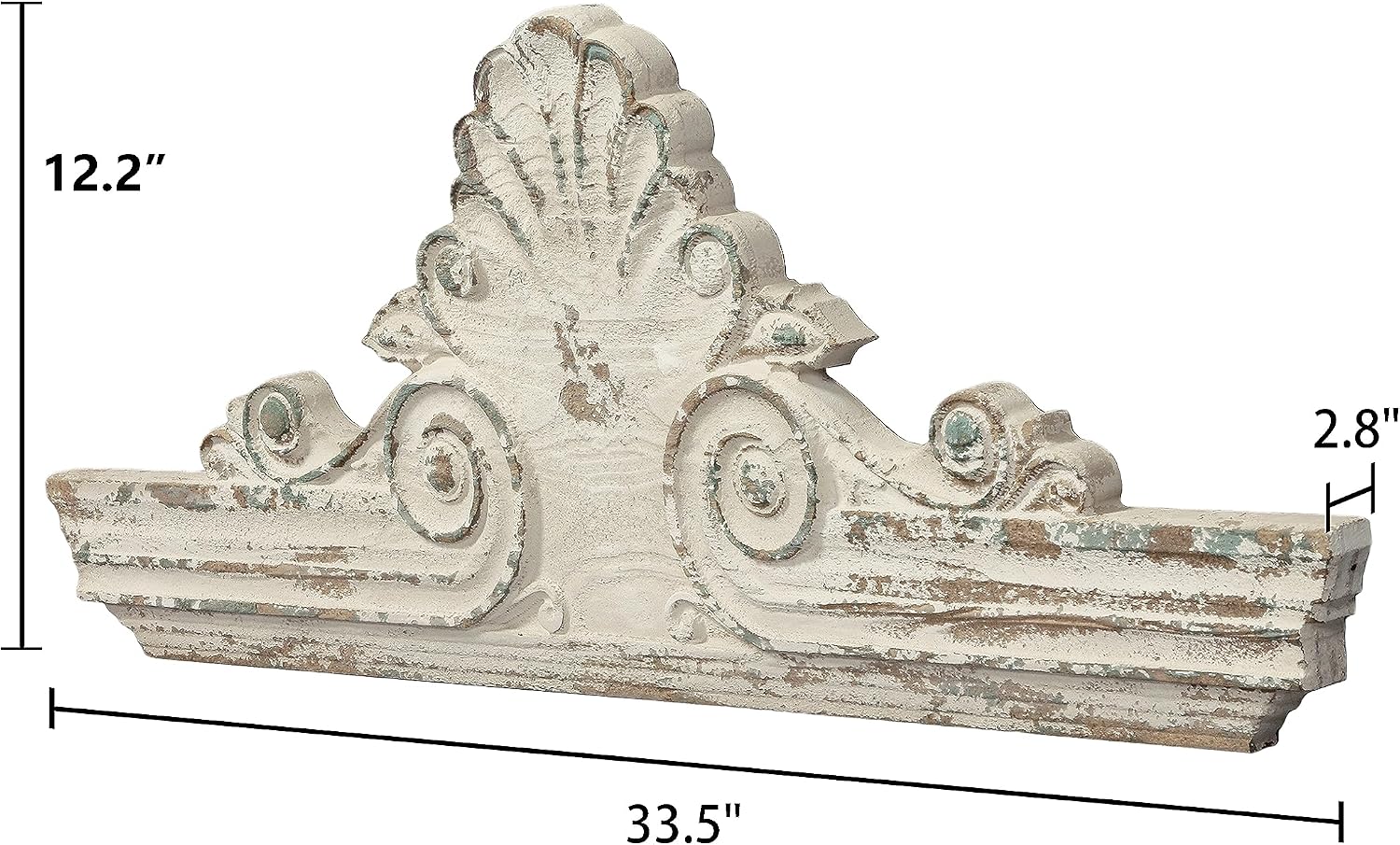 Carved Wood Wall / 16.7"L x 2.8"W / Shabby Chic White