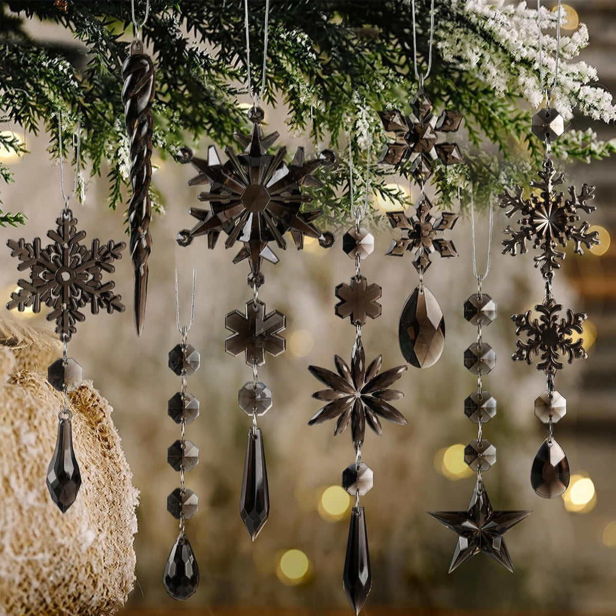6Pcs Gingerbread House Ornament, Christmas Tree Ornament Rustic Farmhouse Gingerbread House Decor House Pendants for Holiday Party Favor