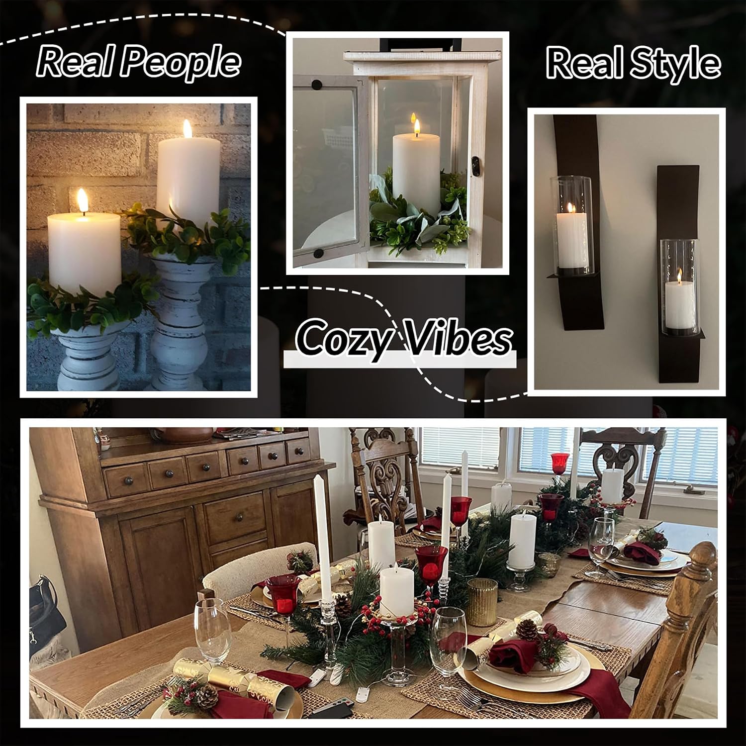 White Flameless Pillar Candles with Remote Set of 3 | Flickering LED Candles, 2 AA Battery Power, Flat Top Real Wax