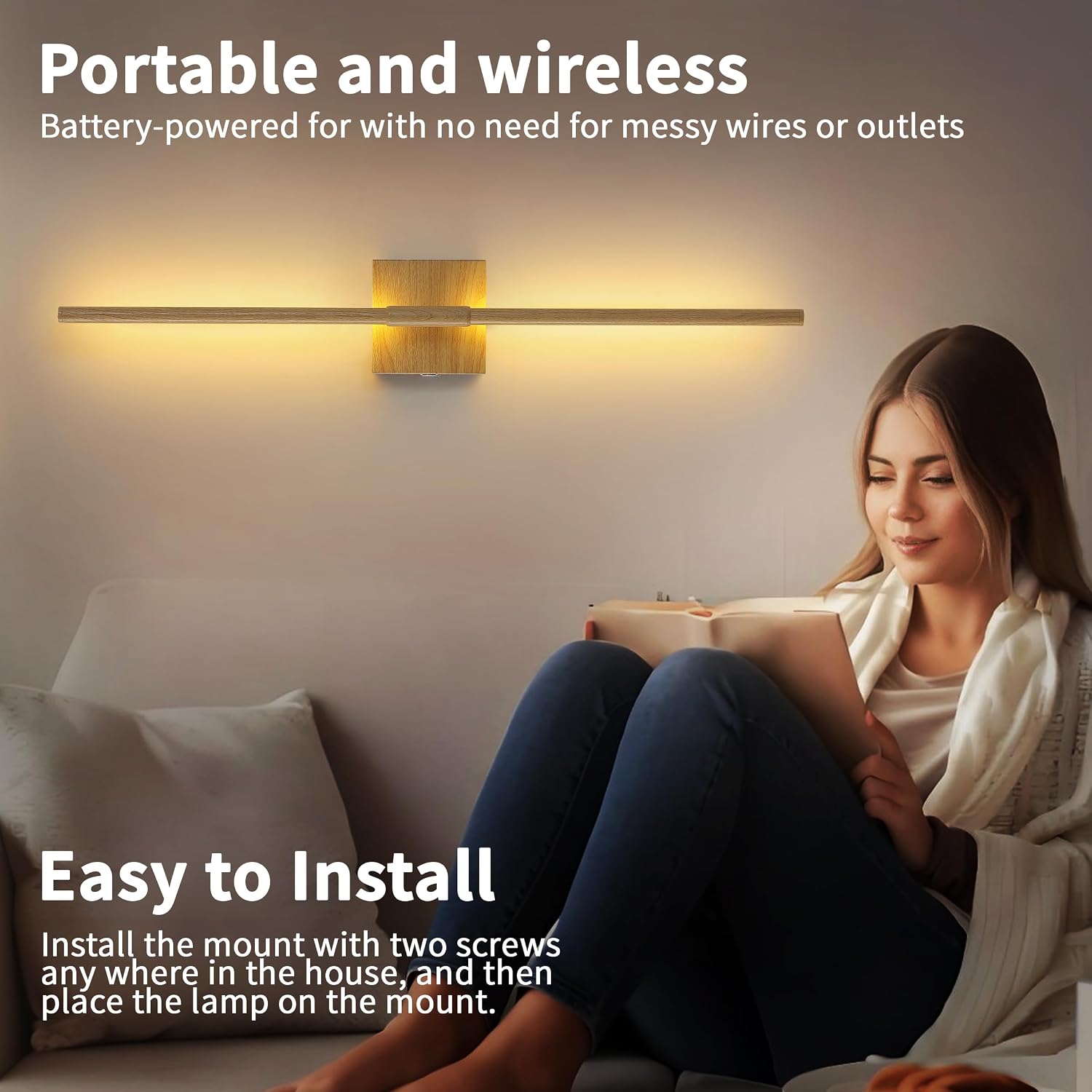 15800 mAh Battery Operated Wall Sconces with Remote Control Dimmable Battery Powered Cordless Rechargeable Wall Sconces