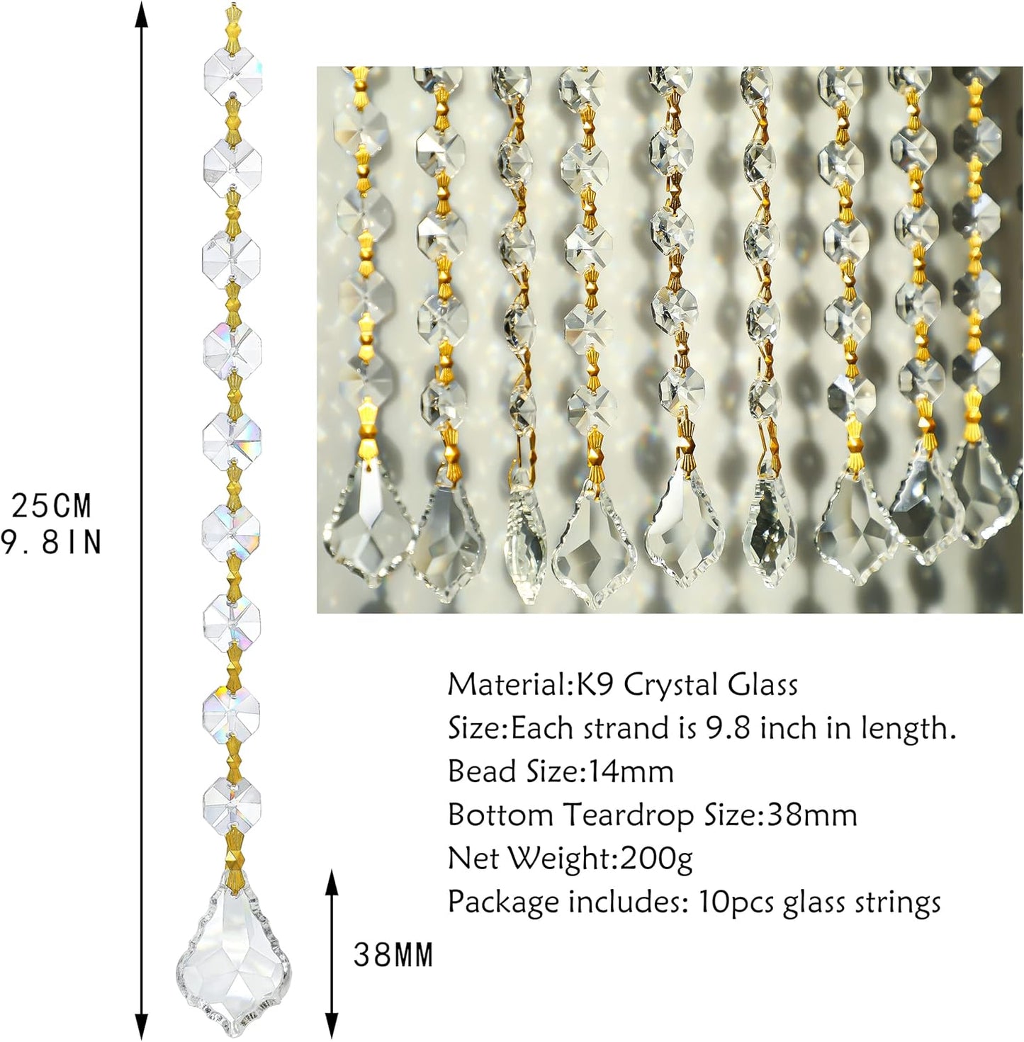 Crystal Garland Strands Hanging Glass Chandelier Beads Chains Crystal / Maple Leaf / Set of 10