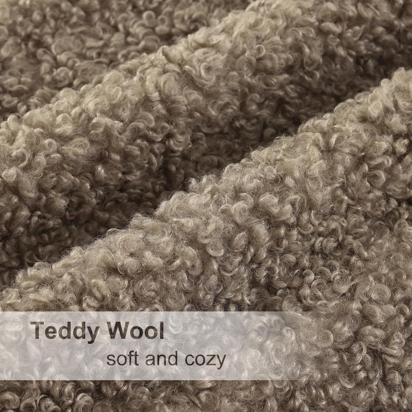 Faux Fur Decorative Sherpa Pillow Covers Fuzzy Accent Soft / Khaki / 18 x 18 / Set of 2