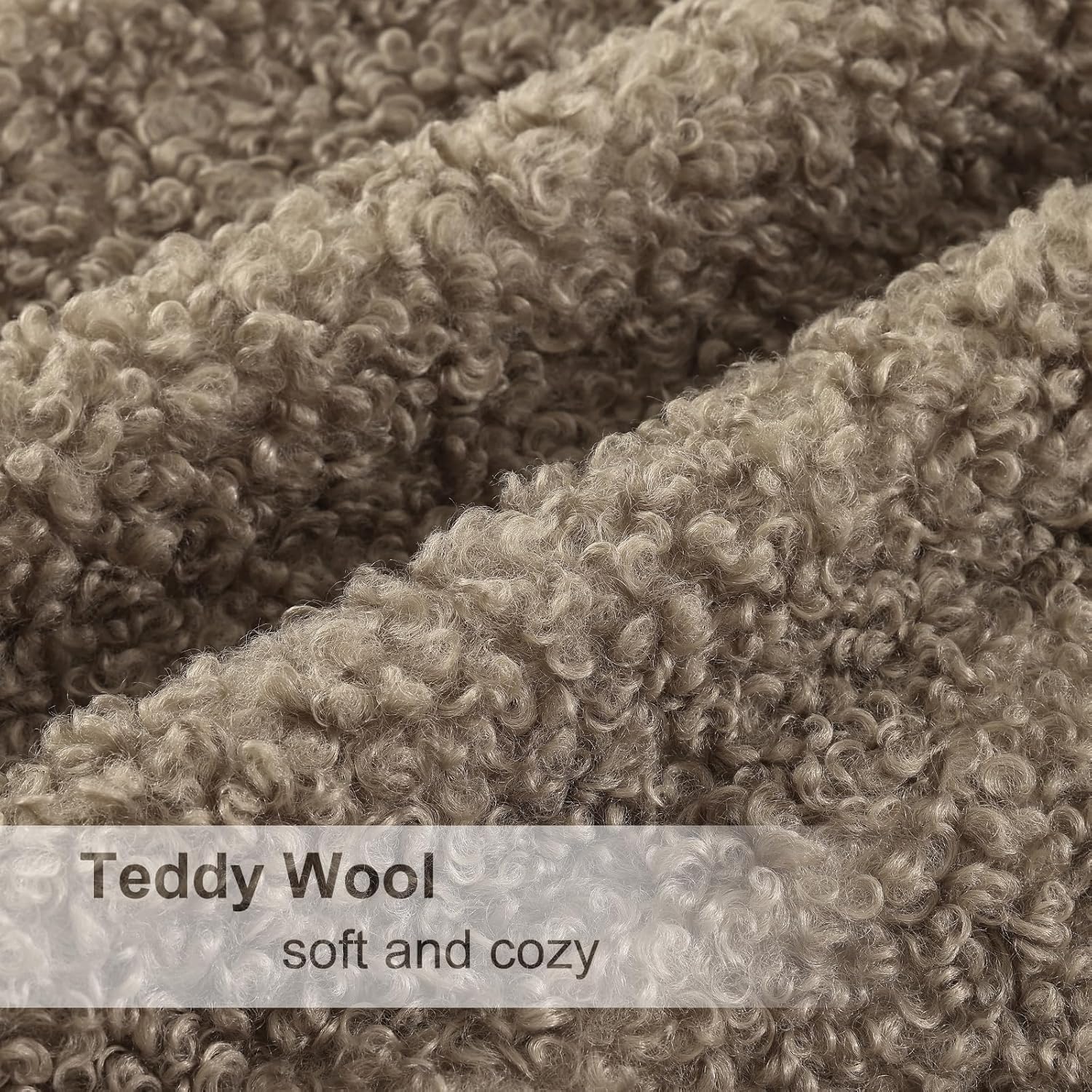 Faux Fur Decorative Sherpa Pillow Covers Fuzzy Accent Soft / Khaki / 18 x 18 / Set of 2