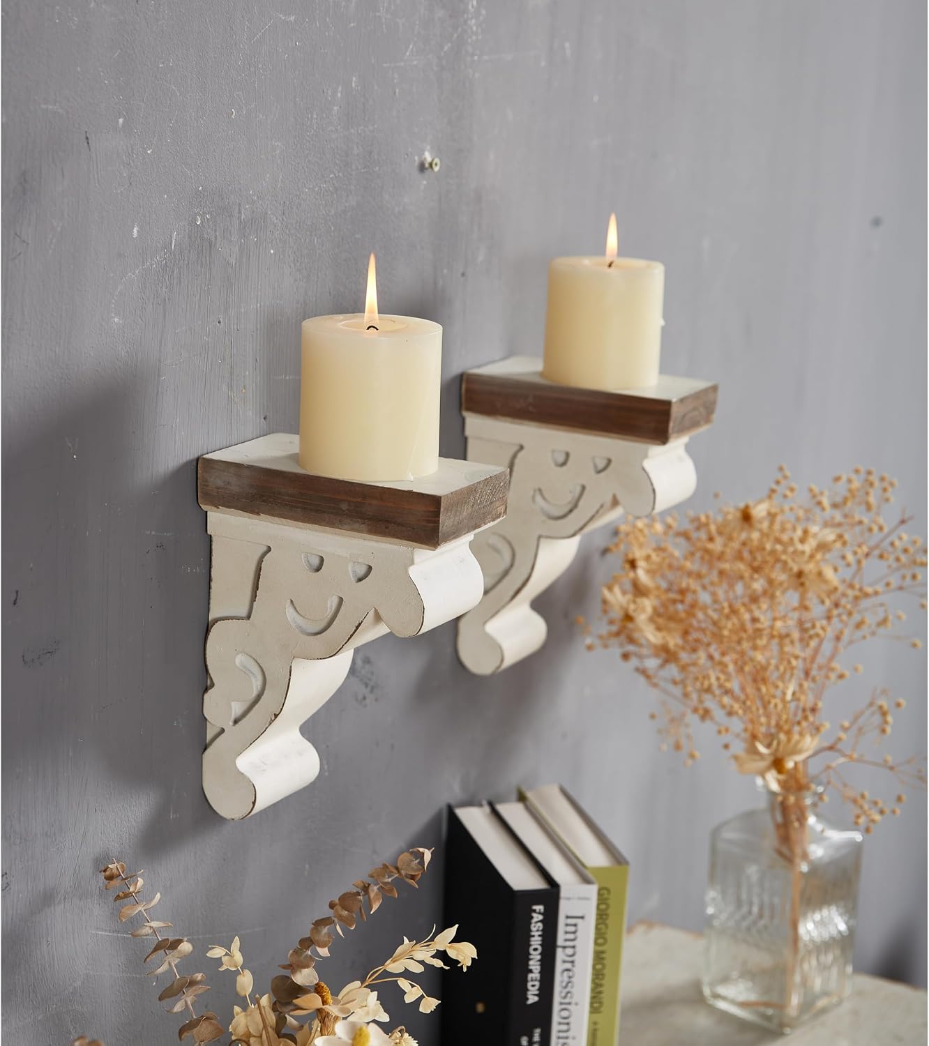 Wood Bookends Decorative / White