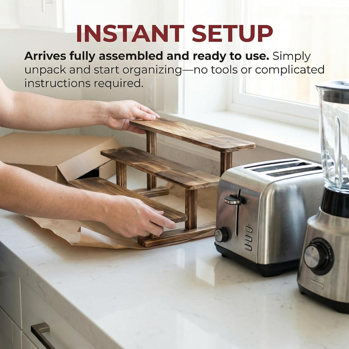 2 Pack 3 Tier Coffee Mug Display Shelf, Wooden Mug Organizer | Mug Display Shelve Coffee Station Organizer Display Rack