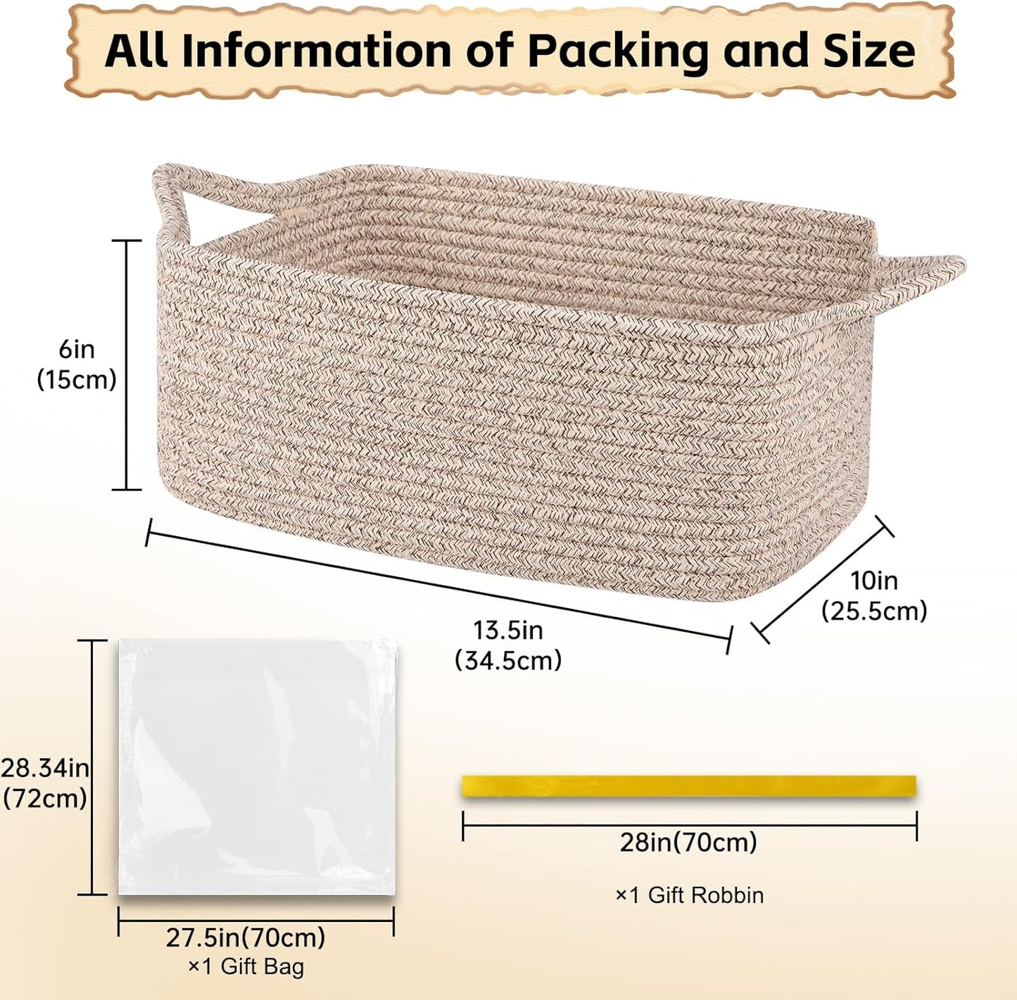 Woven Basket / Storage Baskets / Brown / Medium: 13.5l*10w*6h