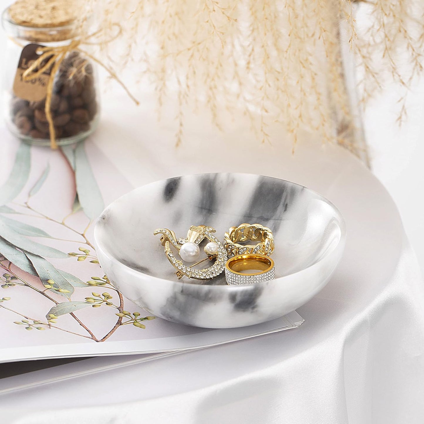Rings Holder / Marble Jewelry Dish / White