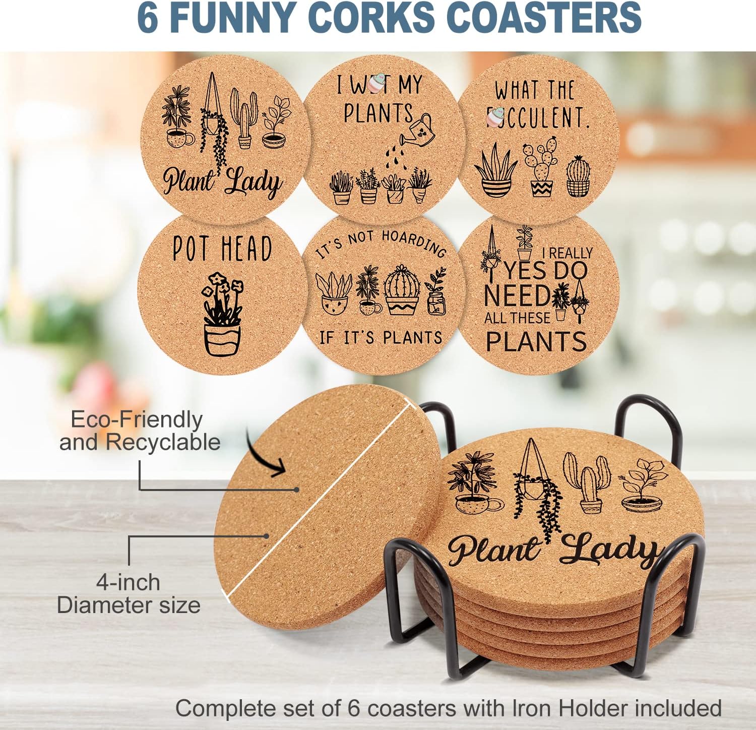 Funny Plant Coasters for Drinks Absorbent
