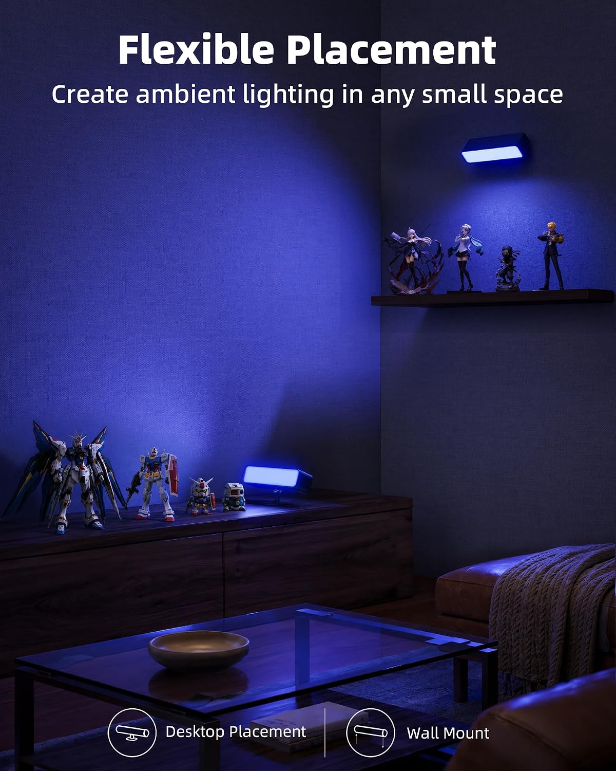 EZVALO Wireless RGB Light Bars, Rechargeable LED Mood Lights with Remote | 80 RGB Colors, Dynamic RGB Effects
