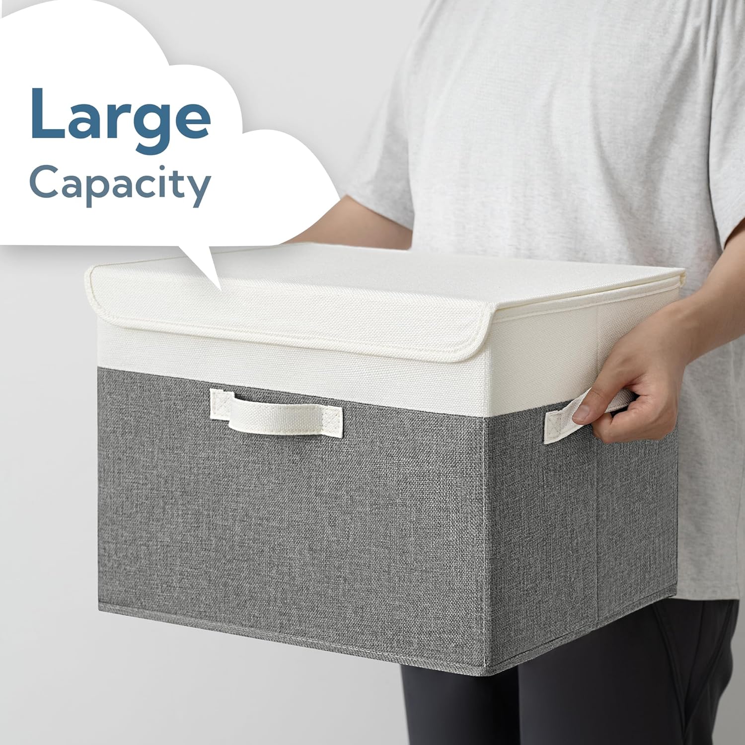 Storage Basket / Large Storage Bins / White/gray / Extra Large / Set of 2