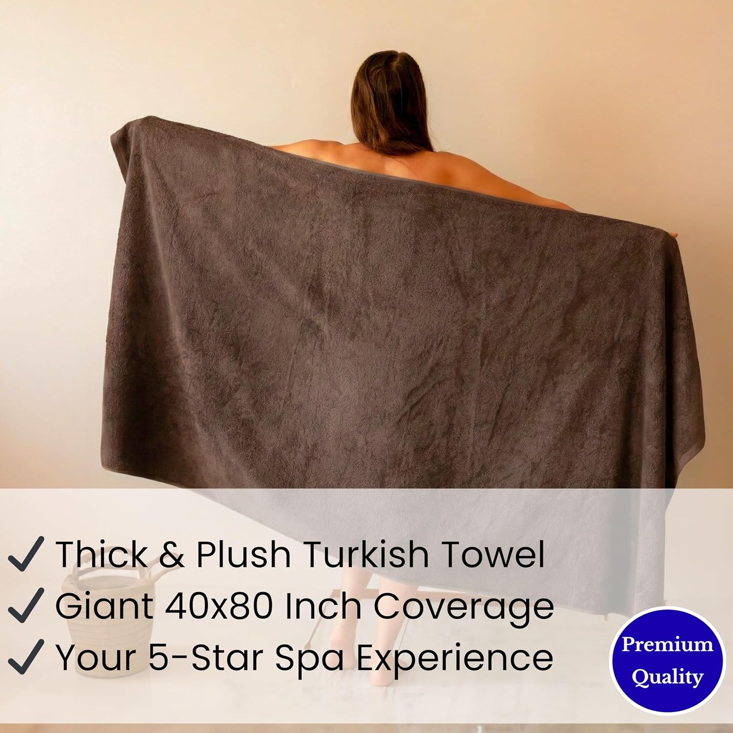 SALBAKOS 100% Turkish Cotton Bath Sheet 40x80 (1-Piece, Chocolate Brown) | Extra Large Jumbo Oversized Bathroom and