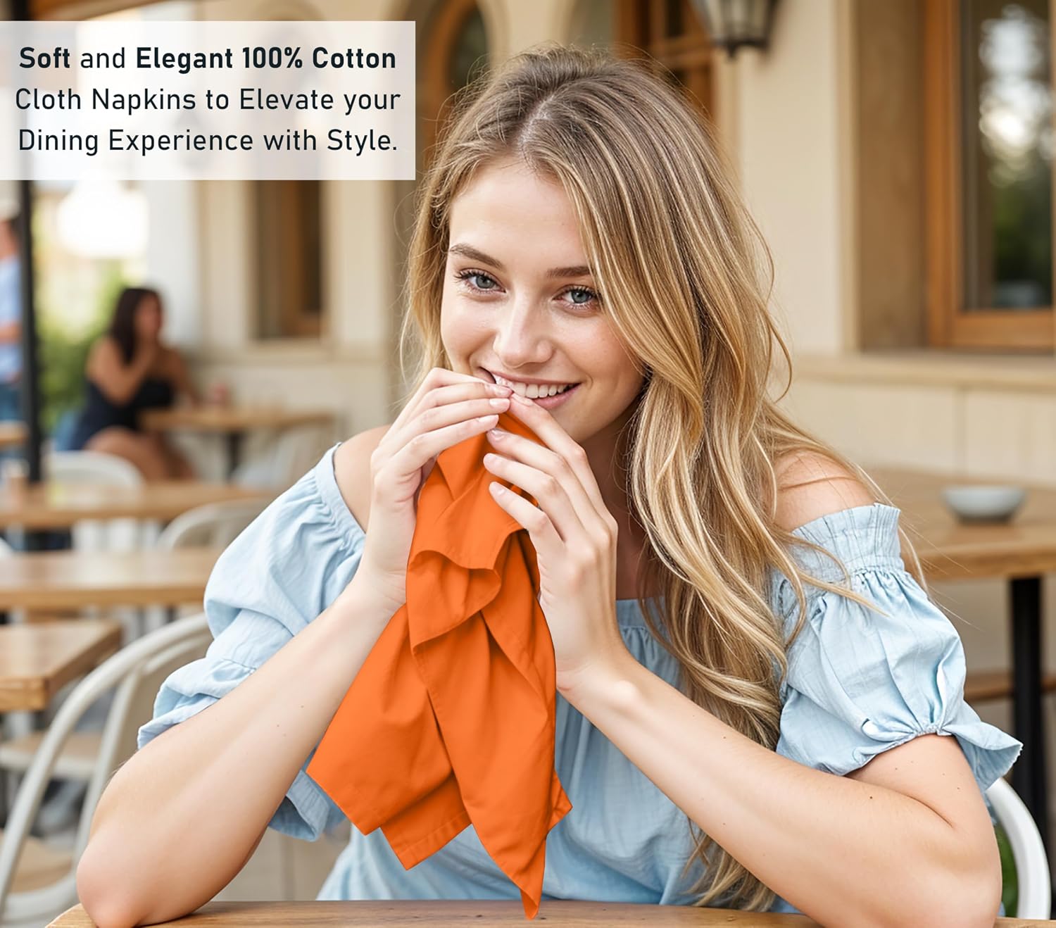 Ruvanti Cloth Napkins Set of 12, 100% Cotton 18”x18” - Orange Peel | Washable, Soft, Durable & Absorbent Everyday