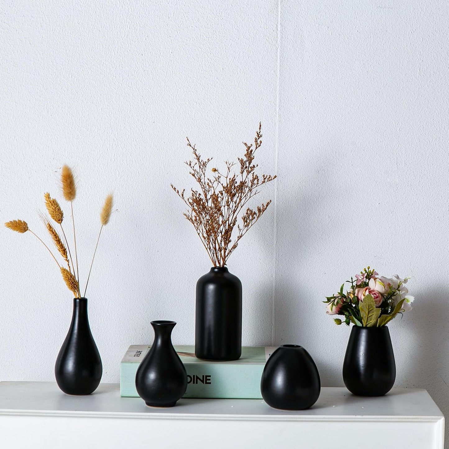 Ceramic Bud Vase / Black / Set of 11