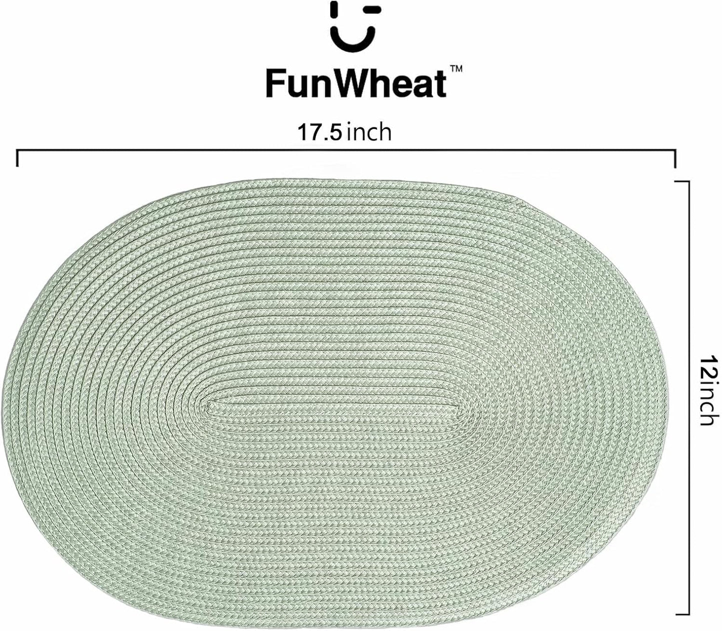 FunWheat Oval Braided Placemats Set of 8 Table Mats for Dining Tables Washable Heat Resistant Place Mats for Indoor