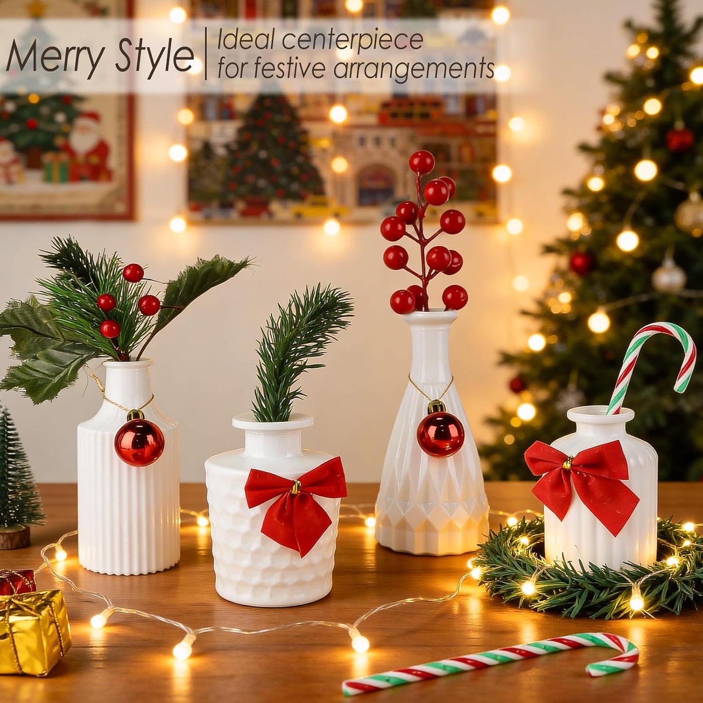 Glass Bud Vases / White / Set of 12