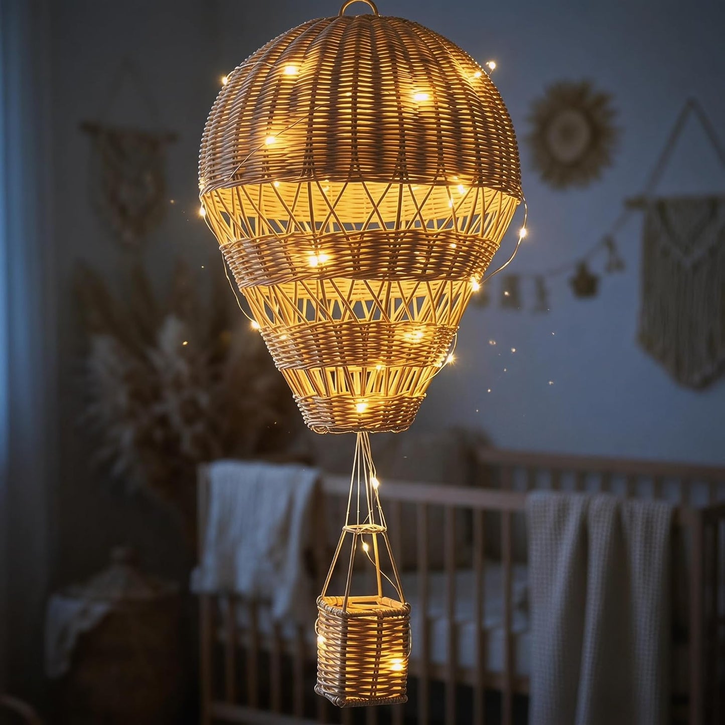 Rattan Woven Hot Air Balloon Decor Delicate Kids Room Rattan Craft / Natural