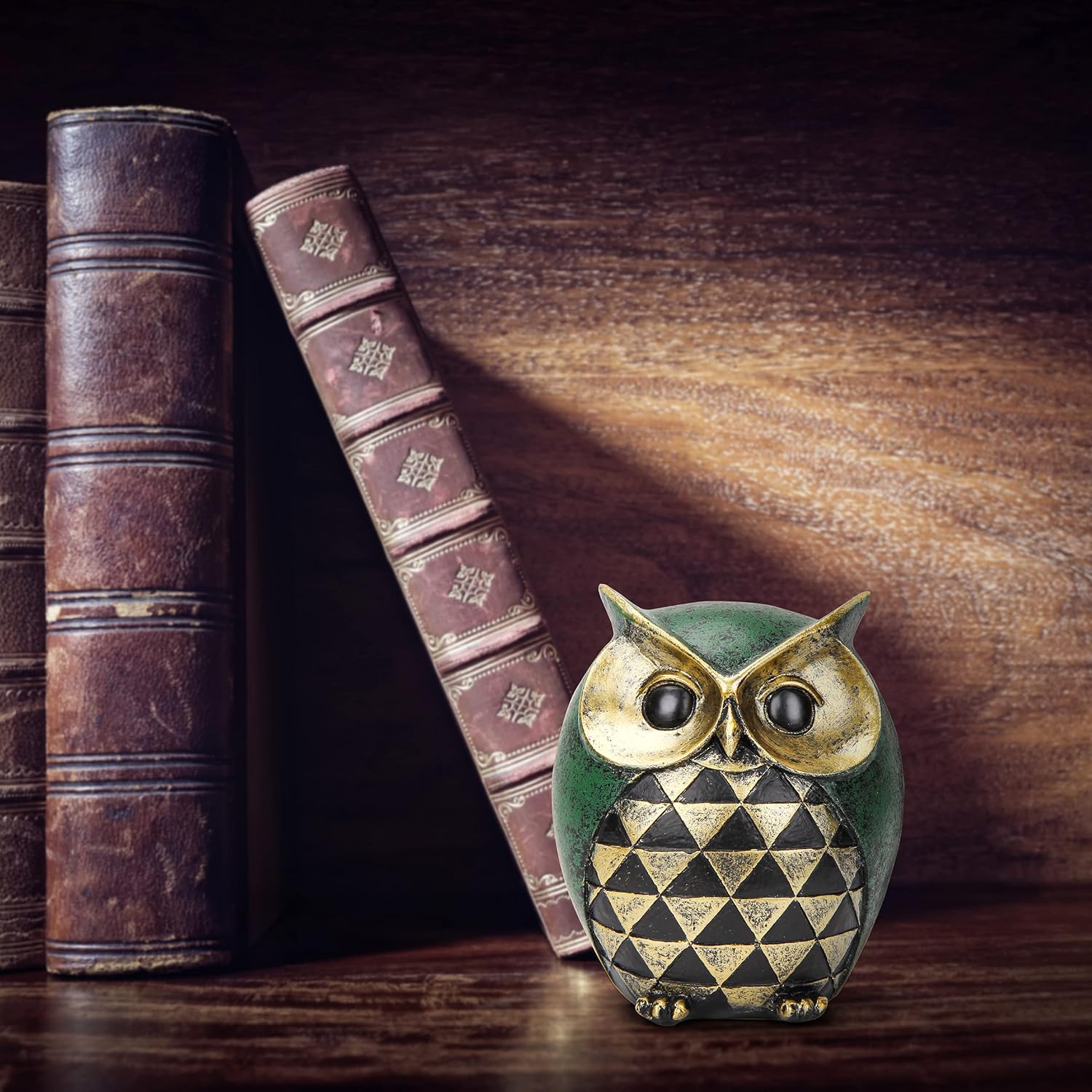Owl Statue / Owl Decor for Modern Bathroom Bookshelf Bedroom Mantle Living Room Home / Green