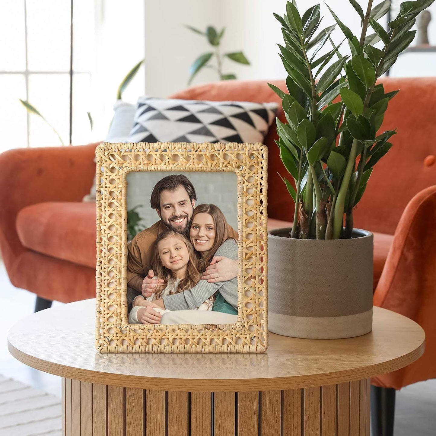 Boho Woven Rattan Picture Frame Set Rustic Wicker Photo Frames / 5 x 7 / Set of 3