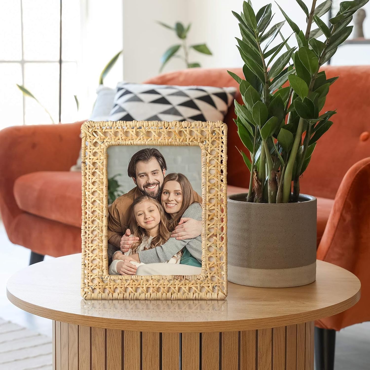 Boho Woven Rattan Picture Frame Set Rustic Wicker Photo Frames / 5 x 7 / Set of 3