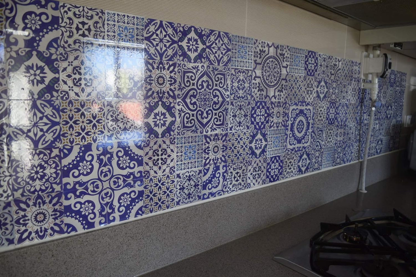 65 units of 13designs Peel and Stick Tile Sticker DIY Decor for Backsplash and Stair Riser / Blue
