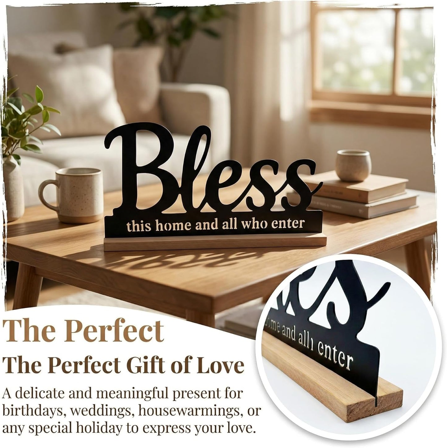 Metal Bless This Home Sign for Tabletop Decor / Black-bless / 11.6 Inch