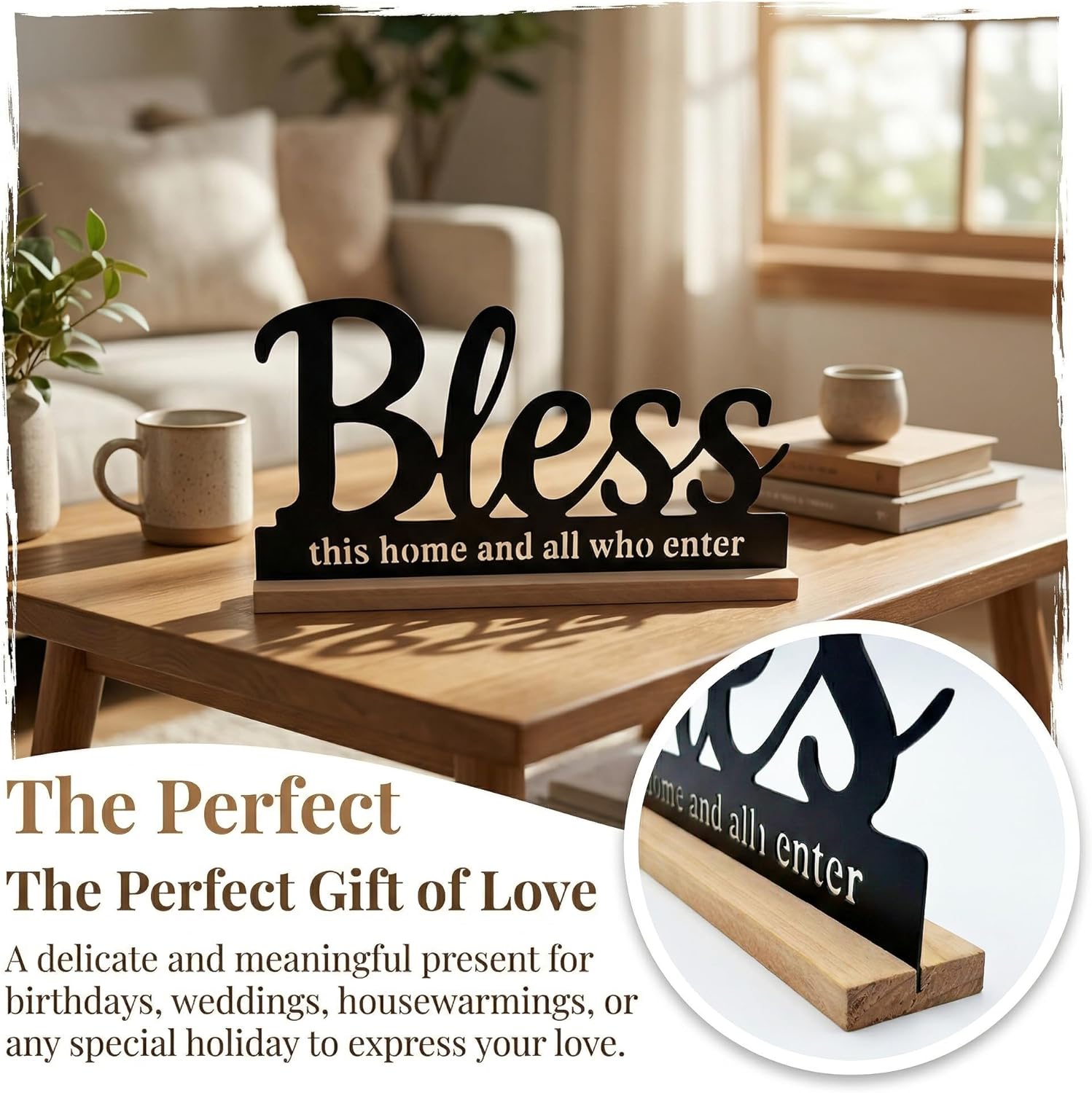 Metal Bless This Home Sign for Tabletop Decor / Black-bless / 11.6 Inch