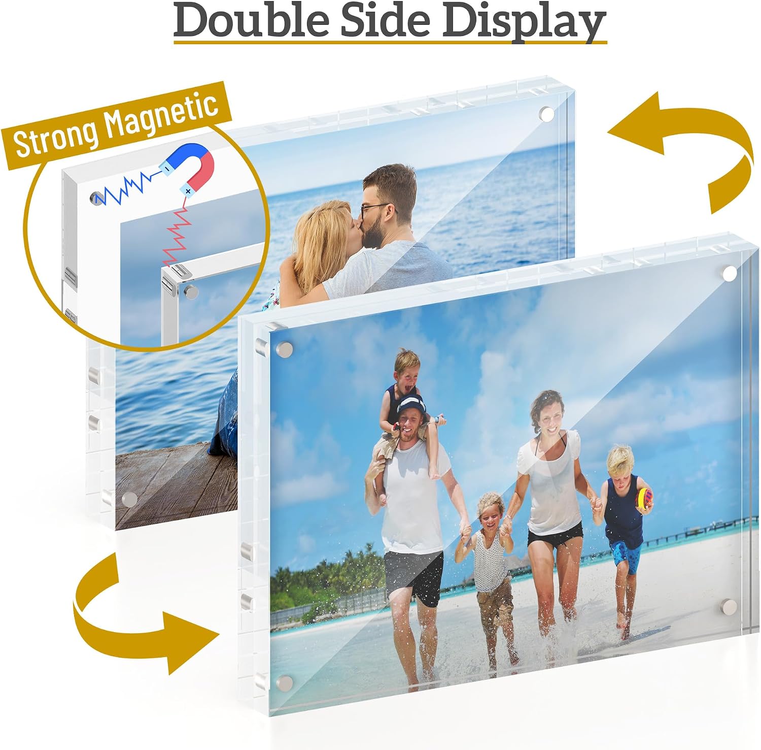 ATZYmolin 3 Pack 5x7 Acrylic Picture Frame, Magnetic Double Sided | 20mm Thick Frameless Clear Transparent Photo Frame