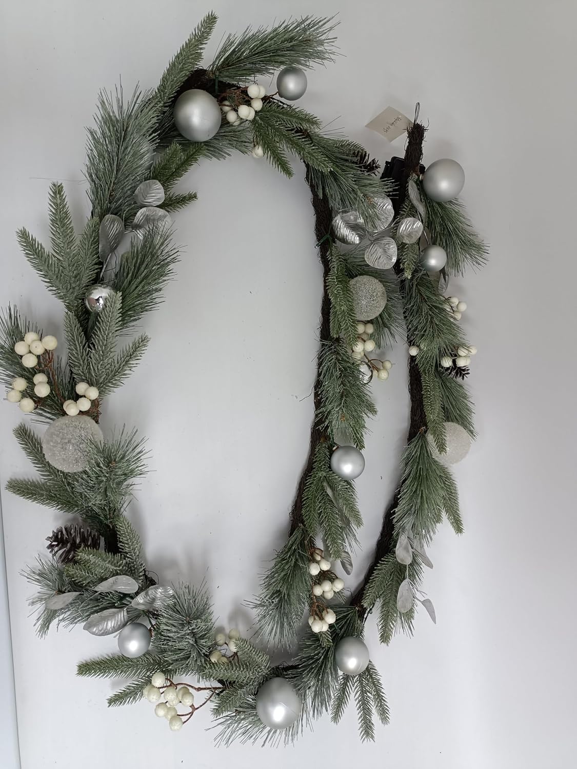 Valery Madelyn 9 Ft Pre-Lit Christmas Garland with Lights for Mantle, Lighted Outdoor Xmas Garland with Silvery Blue