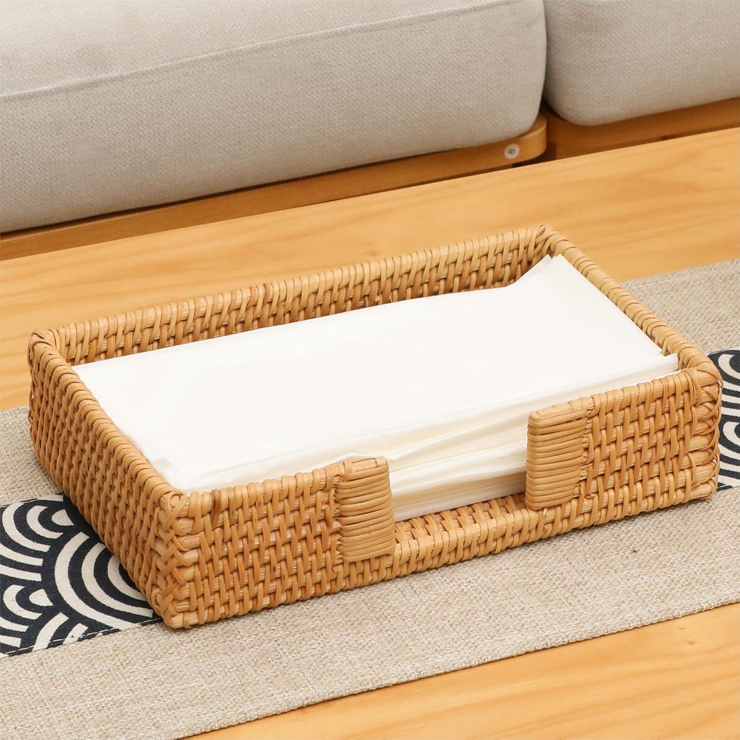 Wicker Napkin Tray / Rattan / 9.5 Inch / 9.5 x 5.5 x 2