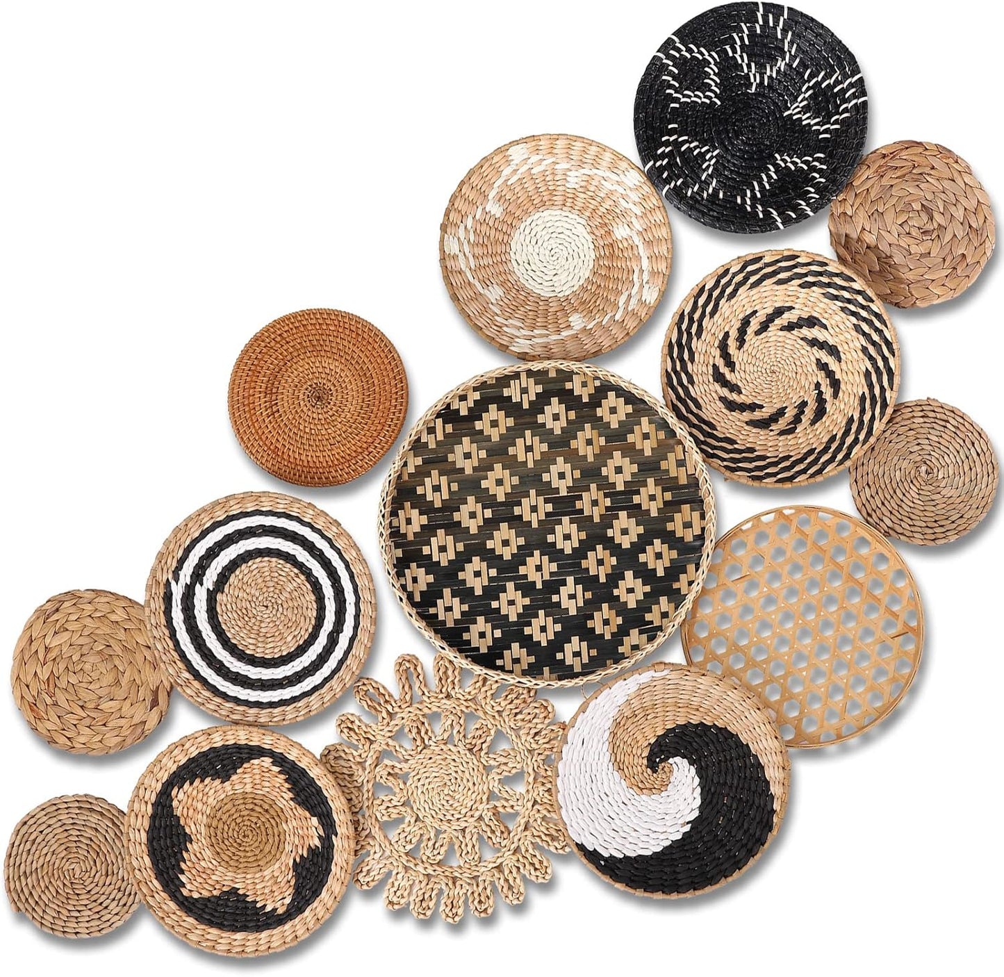 Boho Wall Basket Decor / Retro Color / Set of 14