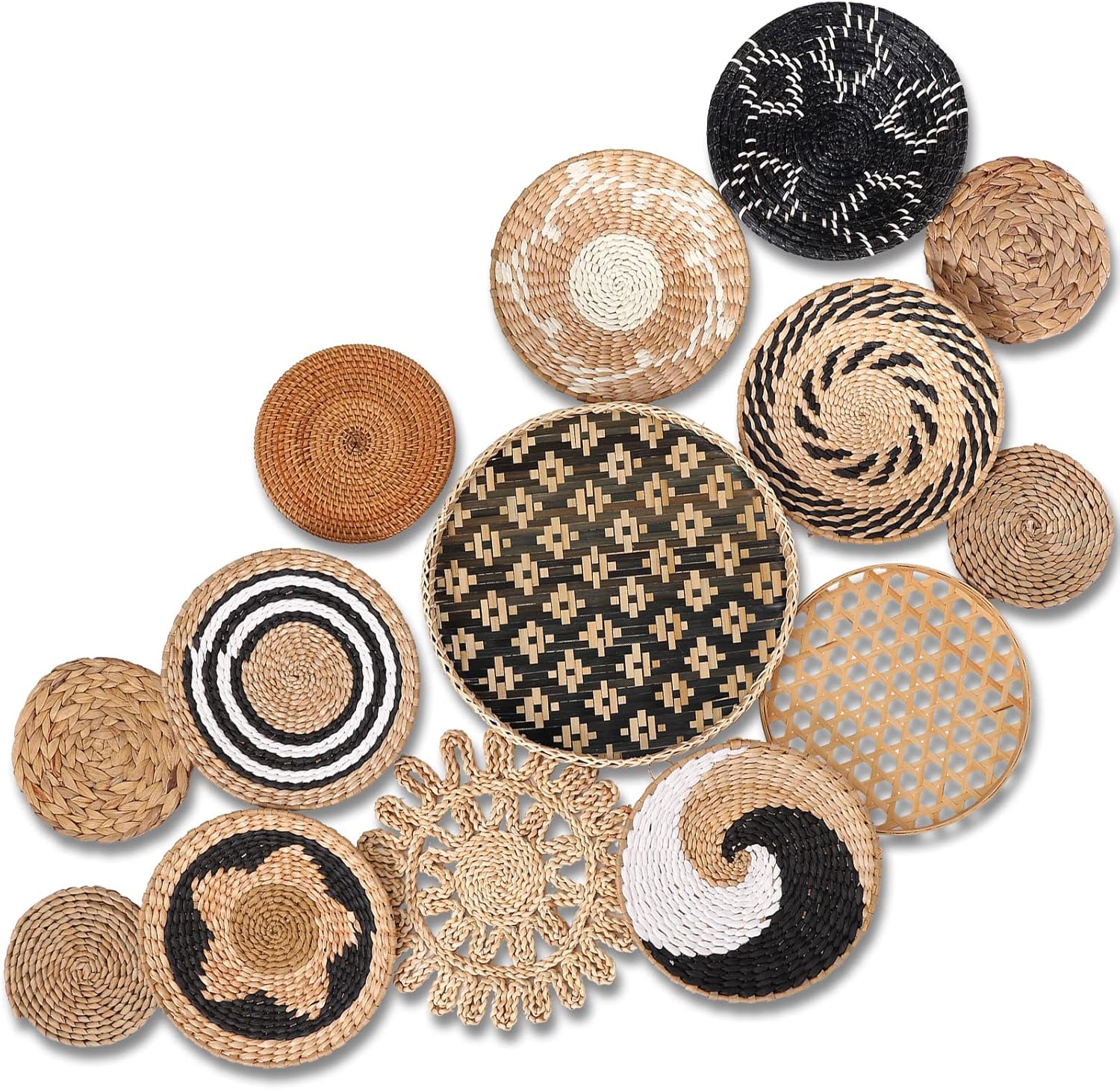 Boho Wall Basket Decor / Retro Color / Set of 14