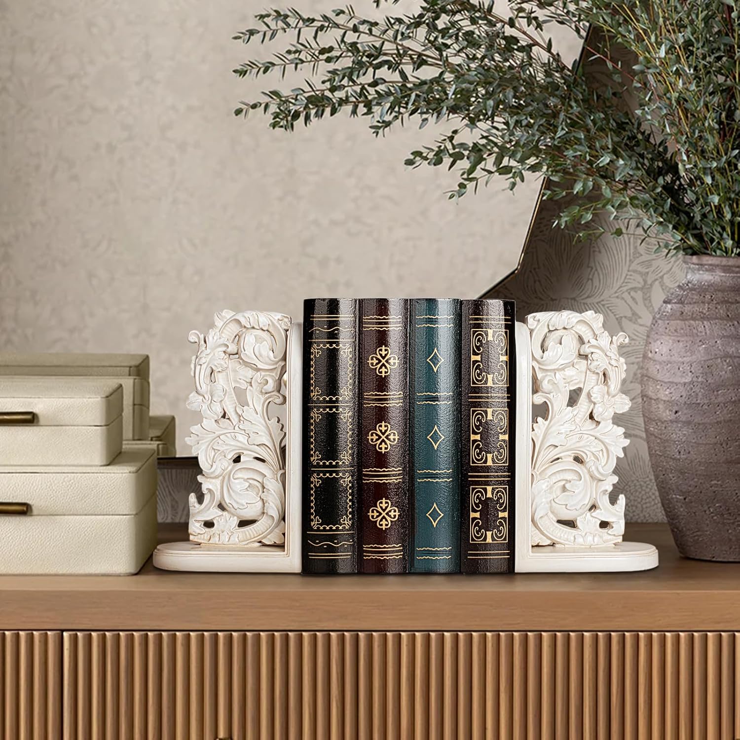Vintage Heavy Duty Bookends / Off-white