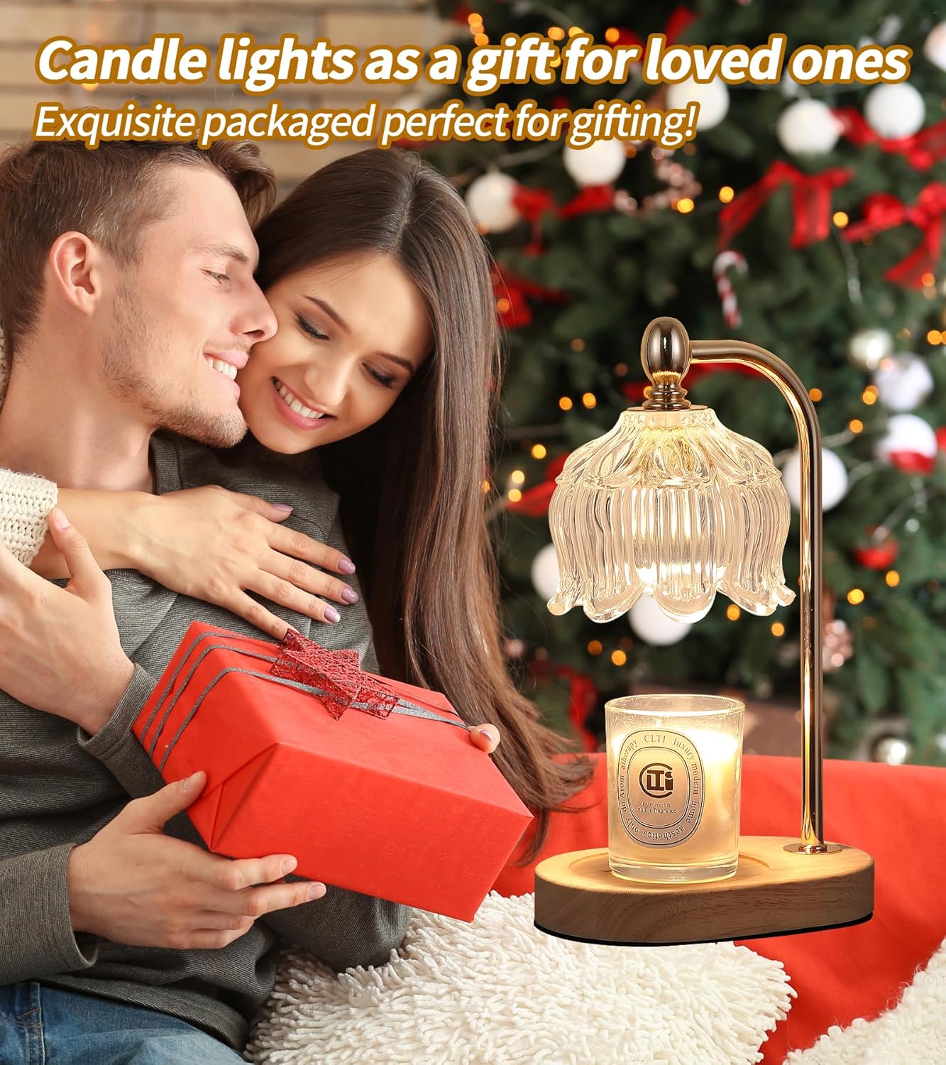 Candle Warmer Lamp with Timer and Dimmer,Electric Gold Light Gifts for Women Melt Wax Warmer Lamp with 2 Bulbs for