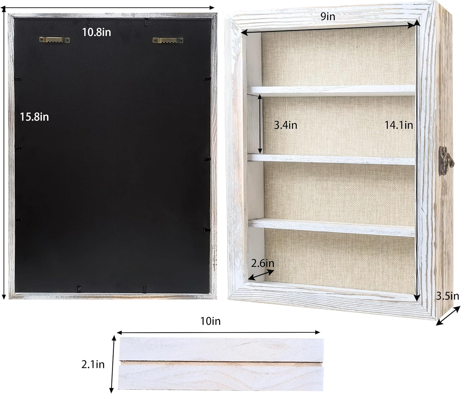 White 11x16 Large Shadow Box Frame Deep Shadow Box with Shelves Memorial Shadow Box Display Case with Linen Back for