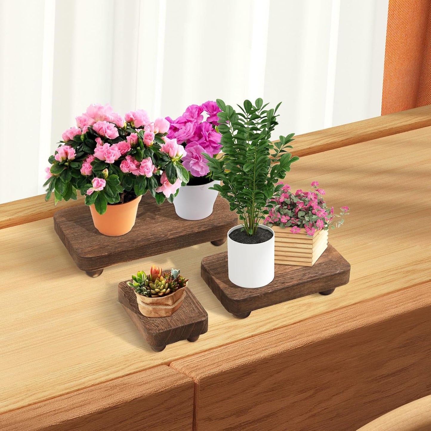 Square Wood Pedestal Stand / Set of 3