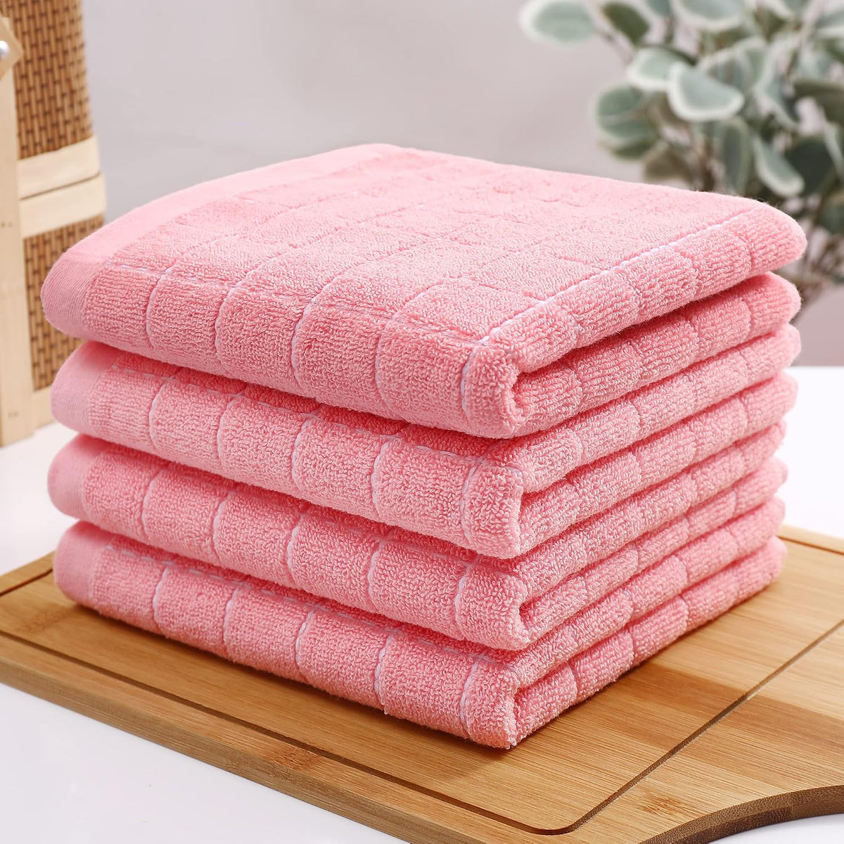 Homaxy 100% Cotton Terry Kitchen Towels, 18 Pack, Pink | Ultra Soft and Absorbent Dish Towels for Kitchen, Suitable for