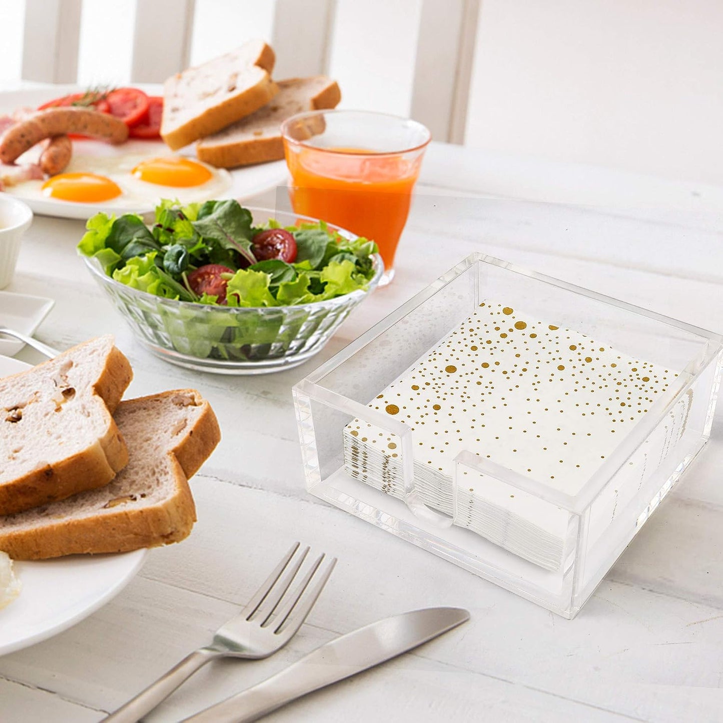Acrylic Cocktail Napkin Holder for Napkin / 5.2 x 5.2 x 2.2 / Clear