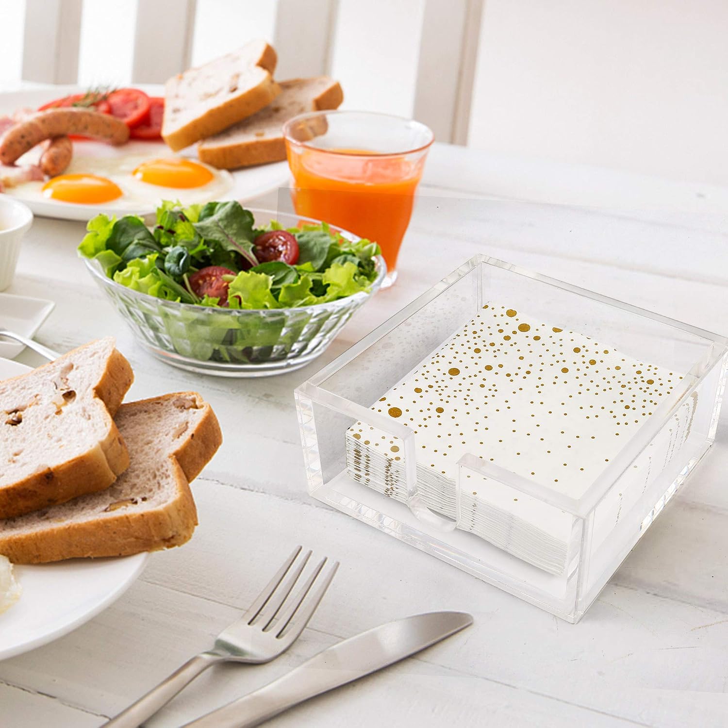 Acrylic Cocktail Napkin Holder for Napkin / 5.2 x 5.2 x 2.2 / Clear