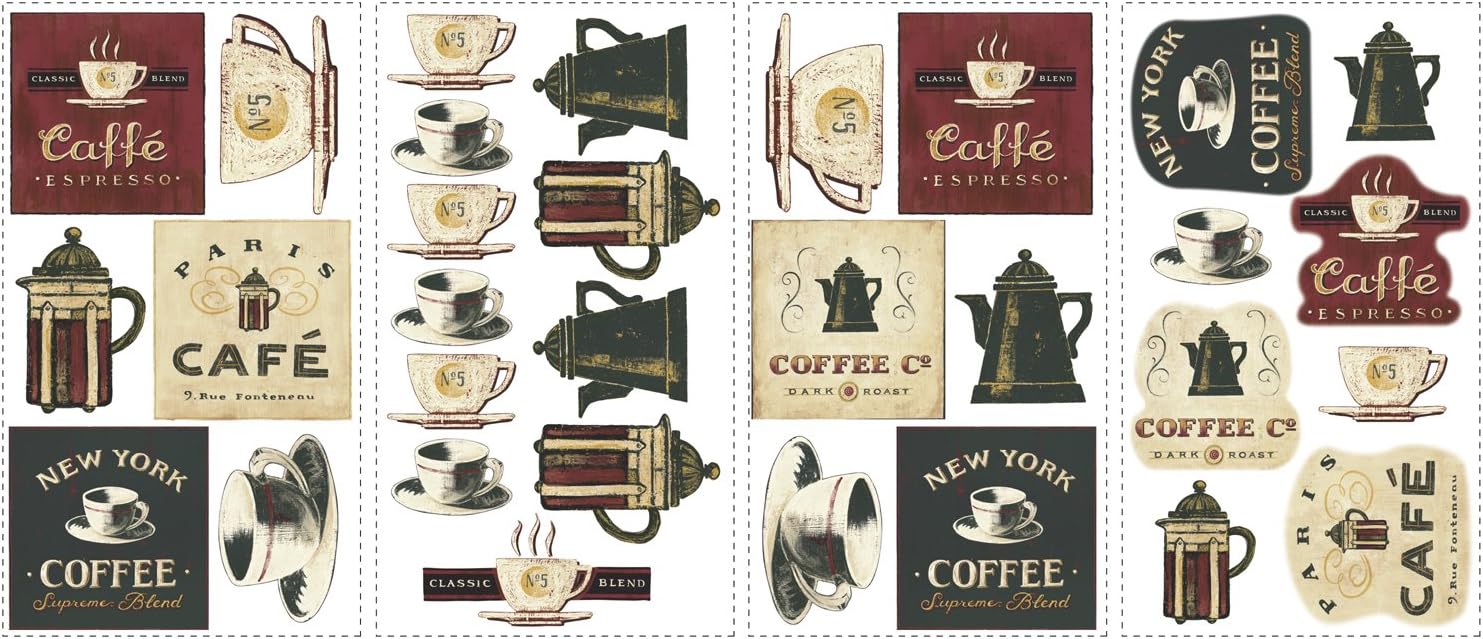 RMK1254SCS Coffee House Peel and Stick Wall Decals / 10 x 18